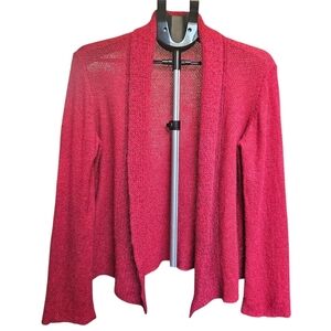 Eileen Fisher Red Mohair/Wool Blend Open Cardigan Size S